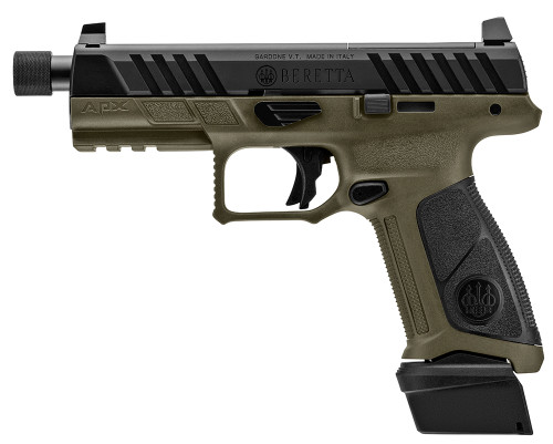 Beretta APX A1 Tactical 9mm, 4.8" Threaded Barrel, Olive Drab Green Frame, Black Slide/Grip, 21rd - Grab A Gun