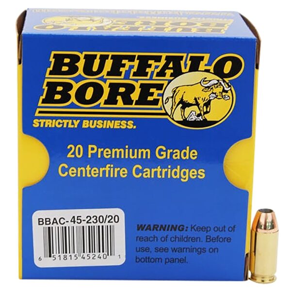 BUFFALO BORE 4523020 PERSONAL DEFENSE STRICTLY BUSINESS 45 ACP +P 230 GRAIN JACKET HOLLOW POINT 20 RNDS