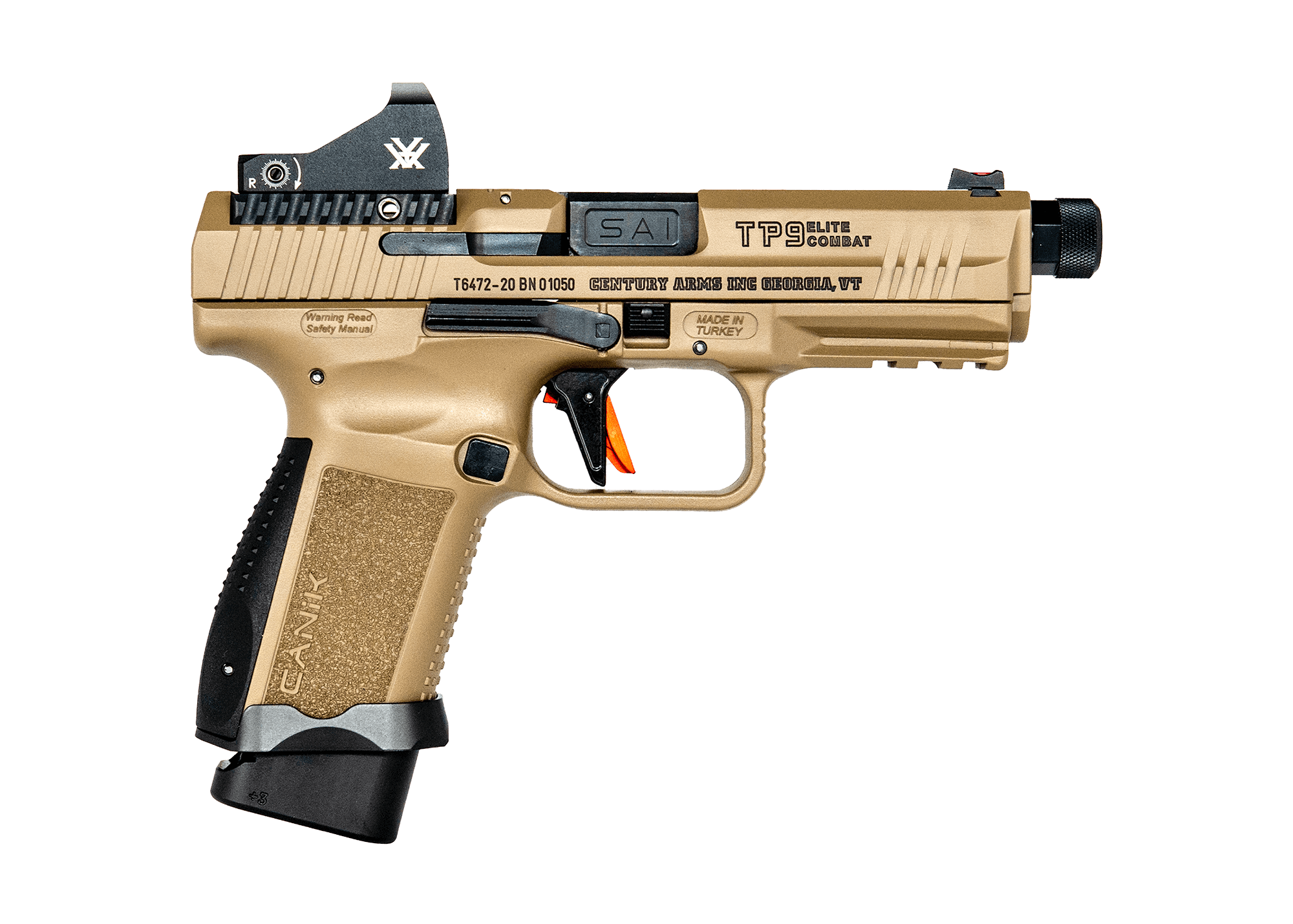 Canik TP9SF Elite Combat 9mm FDE W/ Vortex Viper Red Dot HG4617DV-N