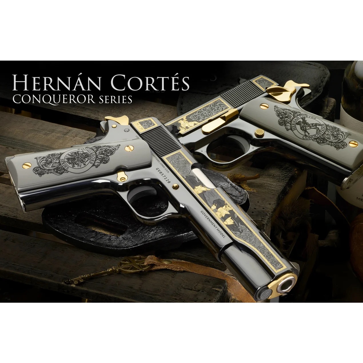 Colt 1911 Government 38 Super Cortes Conquerors Royal Blue Engraved Limited Edition 1 Of 200 SKC-CNQ-CORTS38