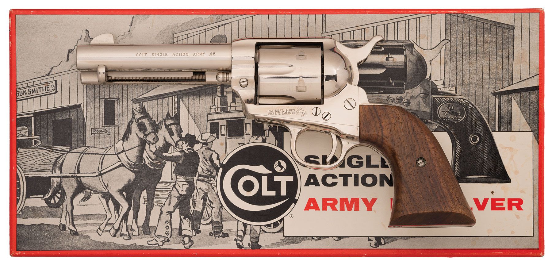 Colt Single Action Army .45 Long Colt Nickel – 1970 Production, Stagecoach Box, Excellent Condition