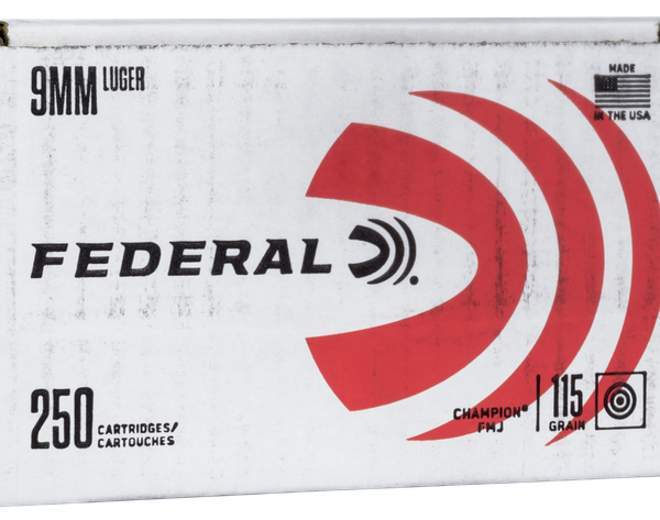 FEDERAL C9115A250 CHAMPION TRAINING 9MM 115GR FMJ 250 RNDS