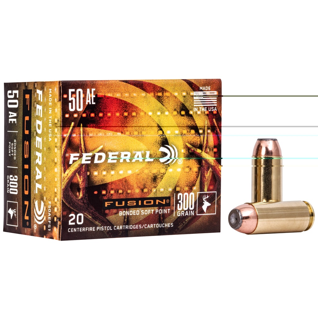 FEDERAL F50AEFS1 FUSION 50 AE 300 GRAIN BONDED SOFT POINT 20 RNDS
