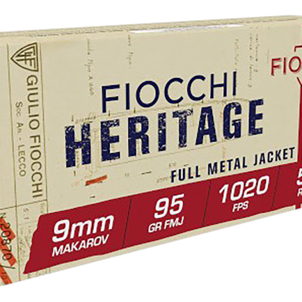FIOCCHI 9MAK HERITAGE 9MM MAKAROV 95 GRAIN FULL METAL JACKET 50 RNDS