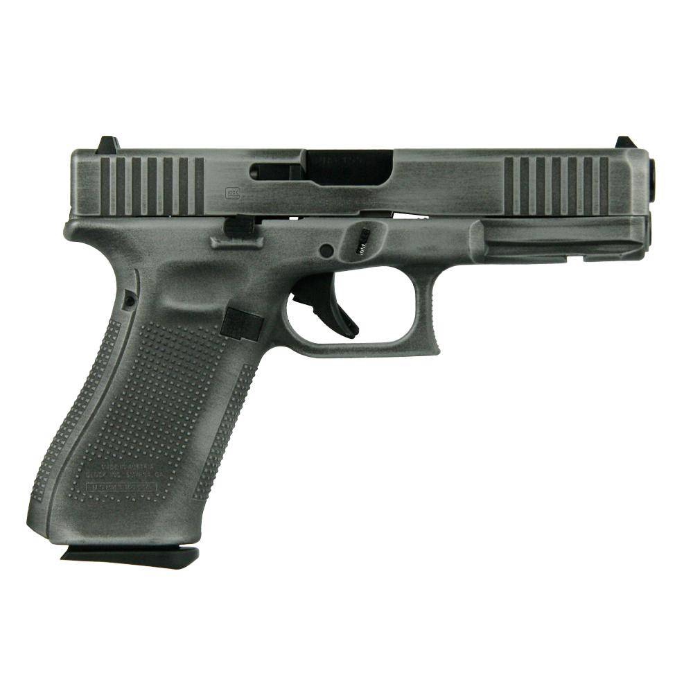 Glock 17 Gen 5 Custom 9mm Crushed Silver Distressed 17 Round Capacity PA175S203CSD