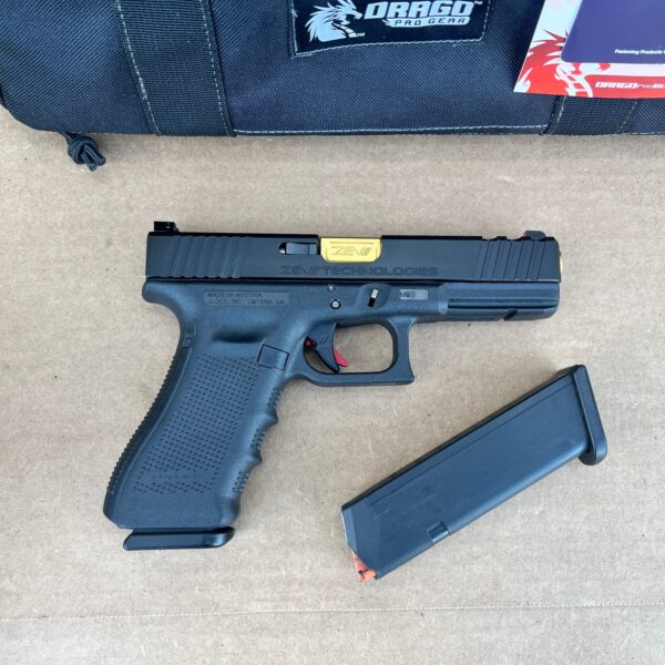 Glock 17 Gen4 ZEV Technologies Custom 9mm – Gold Barrel, ZEV Slide & Trigger