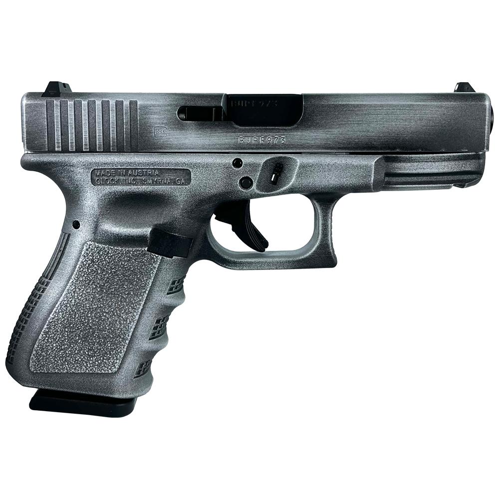 Glock 19 Gen 3 Custom 9mm Crushed Silver Distressed 15 Round Capacity PI1950203CSD