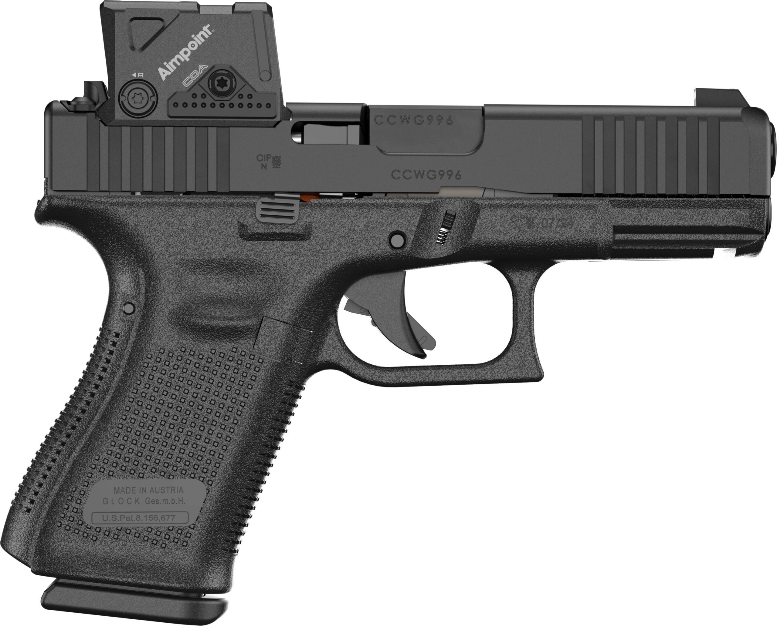 Glock 19 Gen 5 9mm MOS8 W/ Aimpoint COA Red Dot PA195SB03MOS8A3