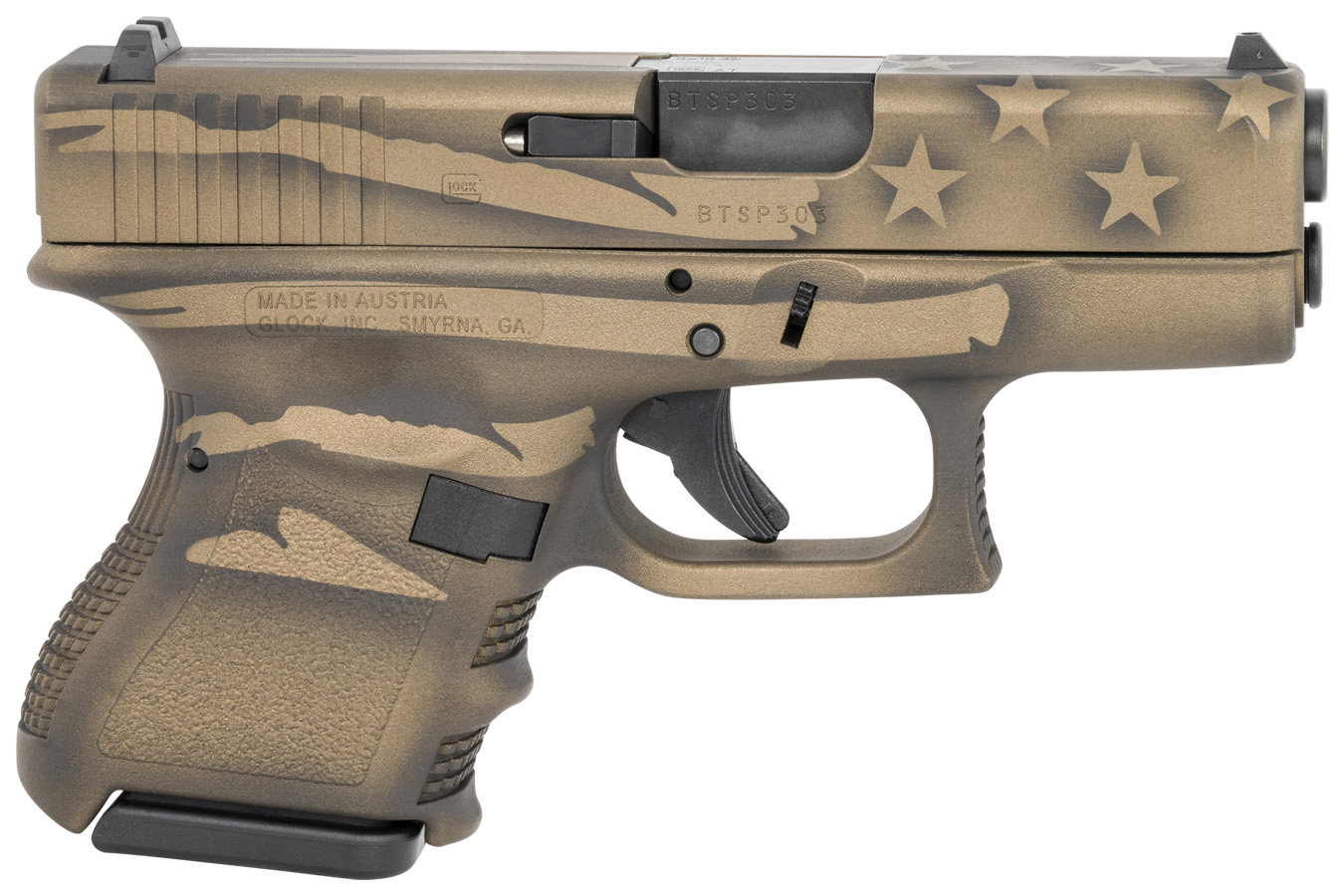 Glock 26 Gen 3 9mm 3.43" Burnt Bronze Flag, (2) 10-Rd, Ivs Exclusive PI2650204-BBBWFLAG