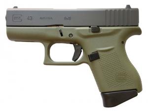 Glock 43 G43 Battlefield Green frame 9mm Luger 6rd UI4350201BFG