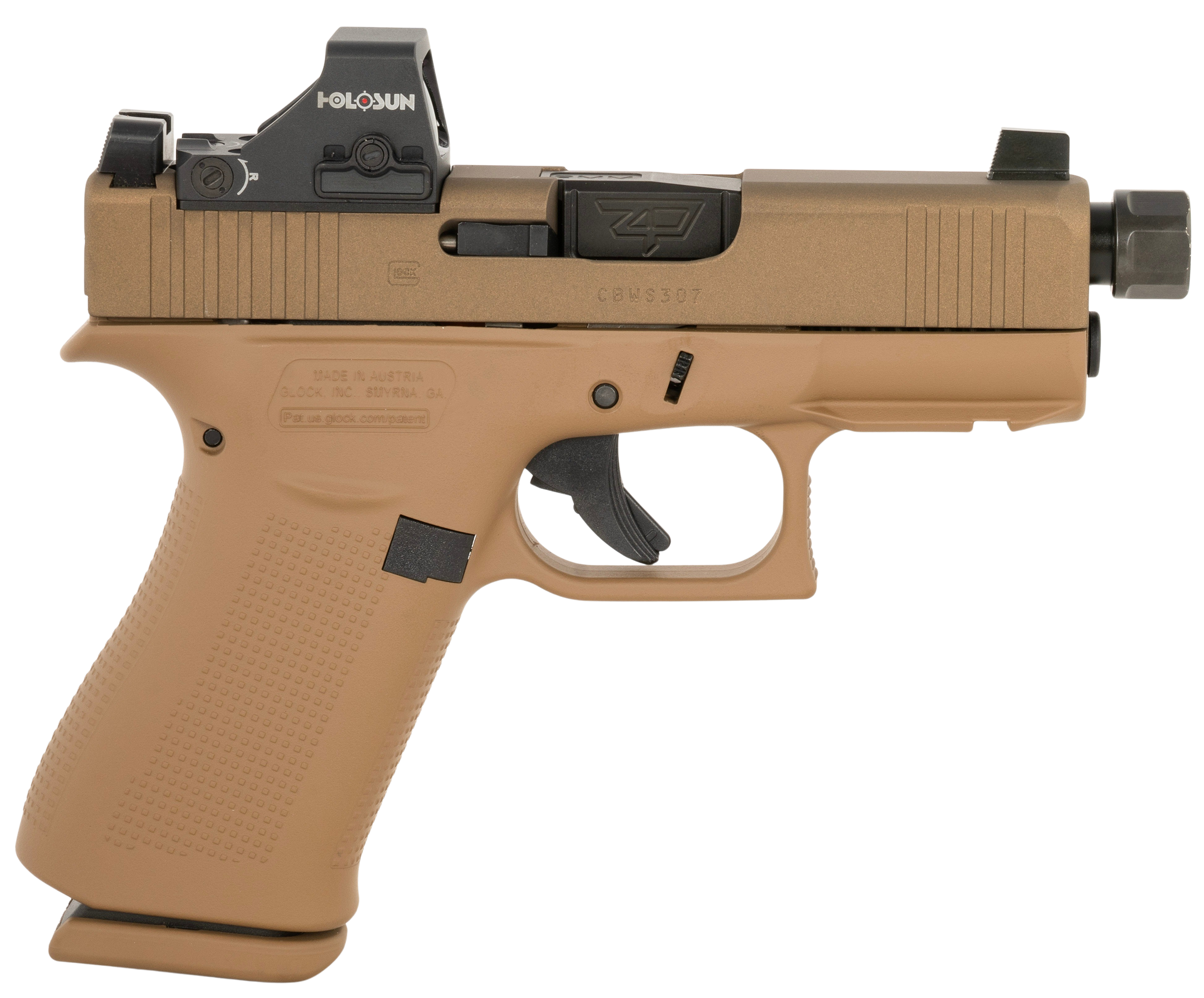 Glock 43X 9mm MOS Threaded Barrel W/ Holosun 407K FDE PX4350204FRMOSNINO2