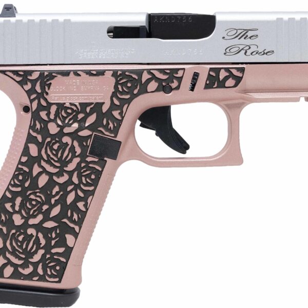 Glock 43X 9mm The Rose Engraved Rose Gold Frame Silver Slide ACG-57070FRN