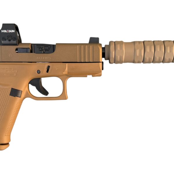 Glock 43X Custom Shark Puppy 9mm FDE W/ Holosun 407K & JK 105 CCX Silencer / Suppressor Combo