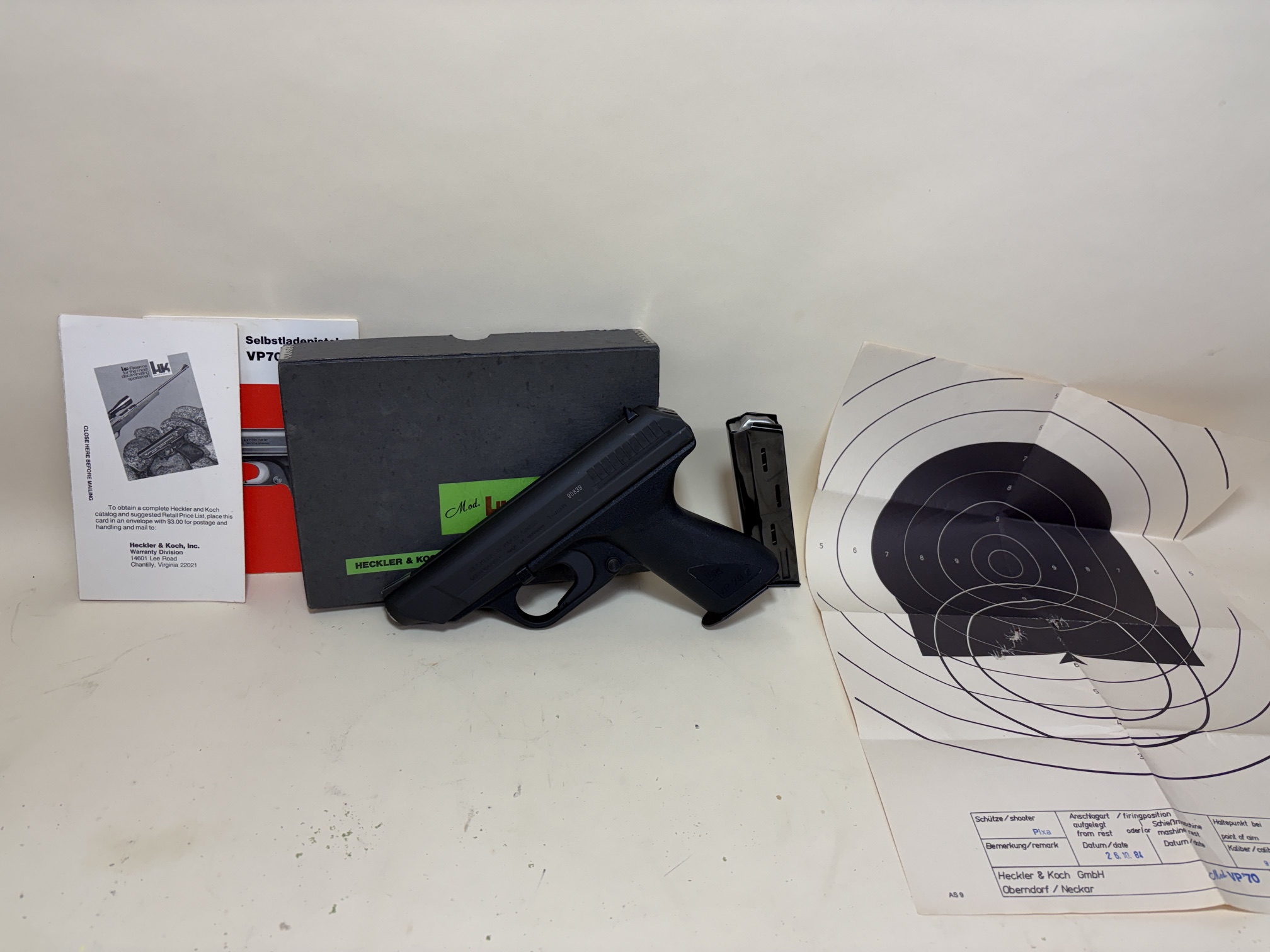 Heckler & Koch HK VP70Z 9mm – Original Box, Paperwork & Test Target