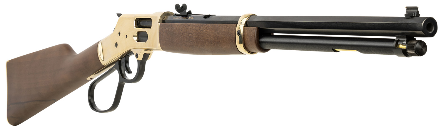 Henry H006GMLL Side Gate 357 Mag/38 Special 10+1 20" Blued Octagon Barrel, Polished Brass Rec, American Walnut Stock, Adj. Sight, Large Loop Lever