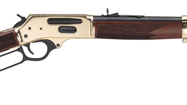 Henry H02435 Side Gate Lever Action 35 Rem Caliber with 5+1 Capacity, 20" Blued Barrel, Polished Brass Metal Finish & American Walnut Stock, Right...