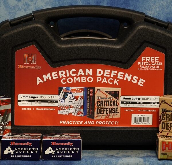 HORNADY 90253 9MM AMERICAN DEFENSE COMBO PACK IN FREE PISTOL CASE