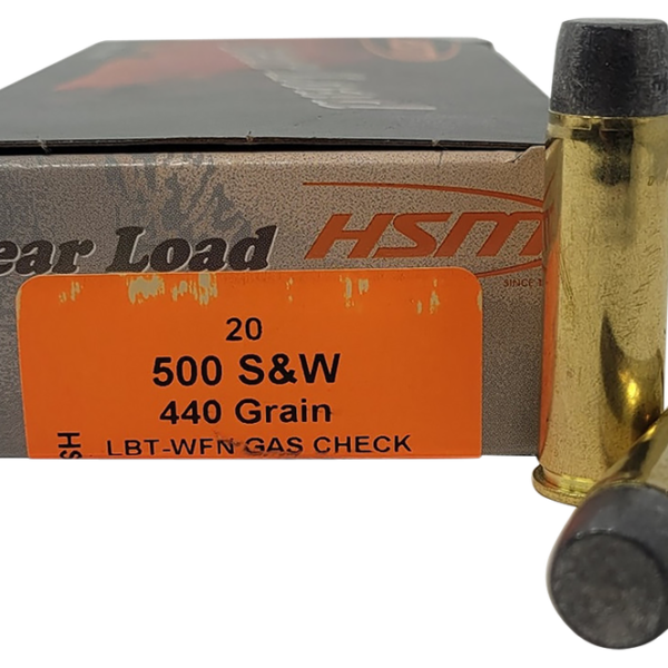 HSM 500SW6N BEAR LOAD 500 S&W MAG 440 GRAIN WIDE FLAT NOSE 20 RNDS