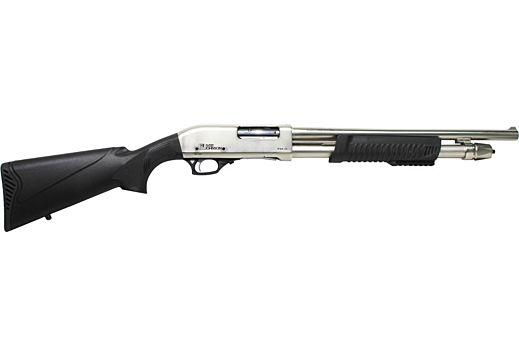 Iver Johnson Satin Nickel Pump Action 12 Ga W/ 18" Barrel PAS12SN