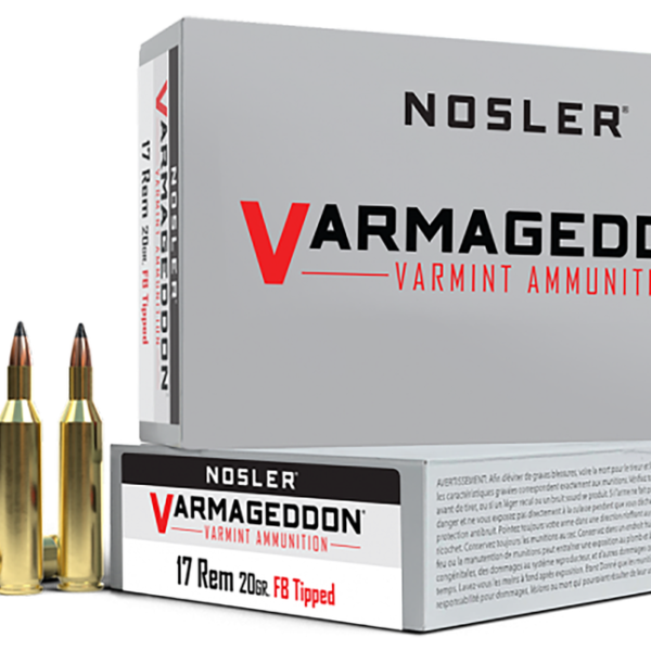NOSLER 65105 VARMAGEDDON 17 REMINGTON 20 GRAIN FLAT BASE TIPPED 20 RNDS