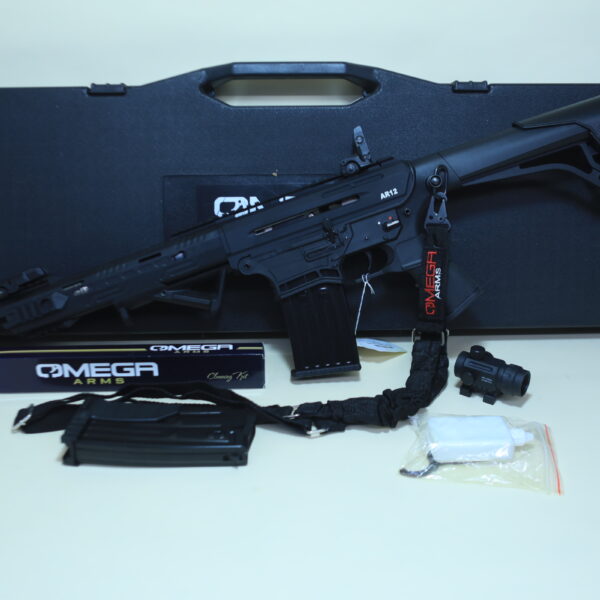 Omega Arms AR-12 – 12 Gauge Semi-Auto Tactical Shotgun, Optic, Case, Sling & Extras
