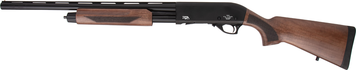Rock Island Pump Action Field Youth 12 Gauge Pump 3" 5+1 22" Black Steel Barrel, Black Aluminum Receiver, Fixed w/Adj Cheek Rest Walnut Wood Stock