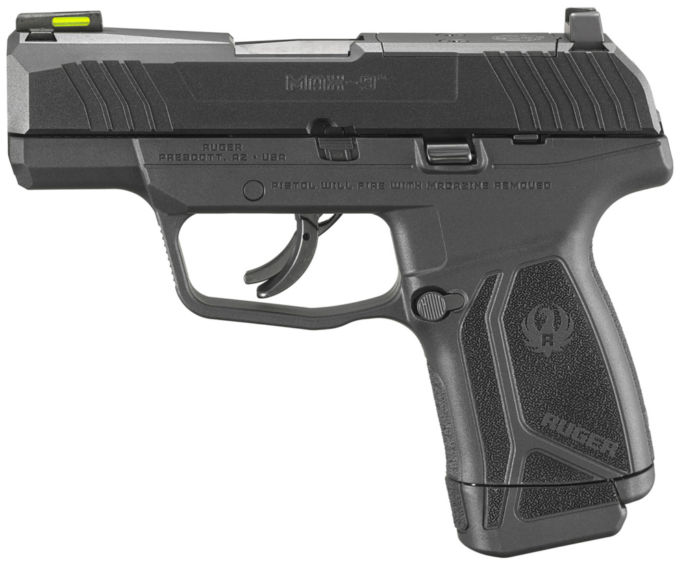 Ruger MAX-9 9mm Pistol, Optic Ready with Tritium Fiber Optic Front Sight, Black (03503)