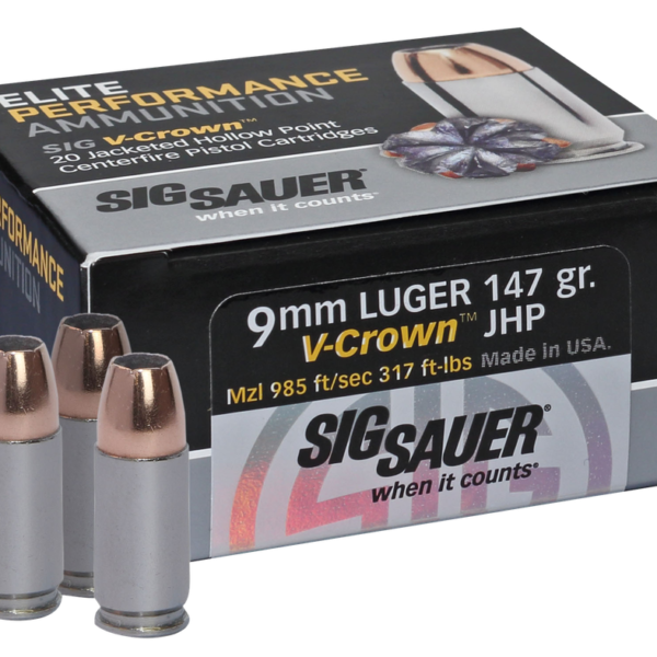 SIG SAUER E9MMA3-20 ELITE PERFORMANCE 9MM LUGER 147 GRAIN V-CROWN 20 RNDS
