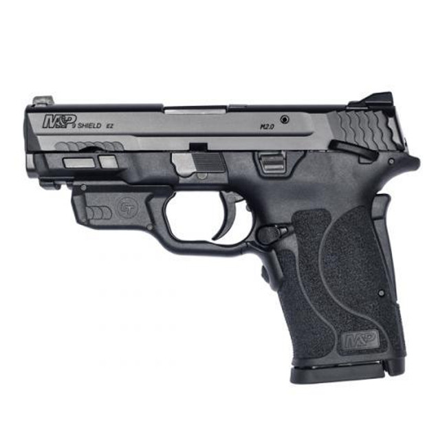 Smith & Wesson M&P 9 Shield EZ Chrimson Red Trace Laser Thumb Safety 9mm Pistol - Blue/Black, 3.675" Barrel, 8 Rounds, Polymer Grips, 3-Dot Sights