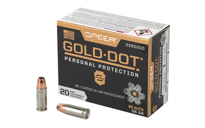 SPEER 23602GD GOLD DOT 25ACP 35 GRAIN HP 20 RNDS