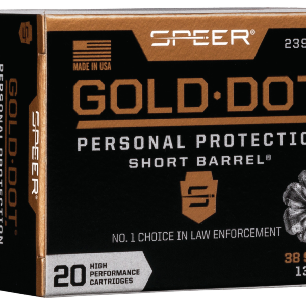 SPEER 23921GD GOLD DOT PERSONAL PROTECTION SHORT BARREL 38SPECIAL+P 135GR HOLLOW POINT 20 PER BOX