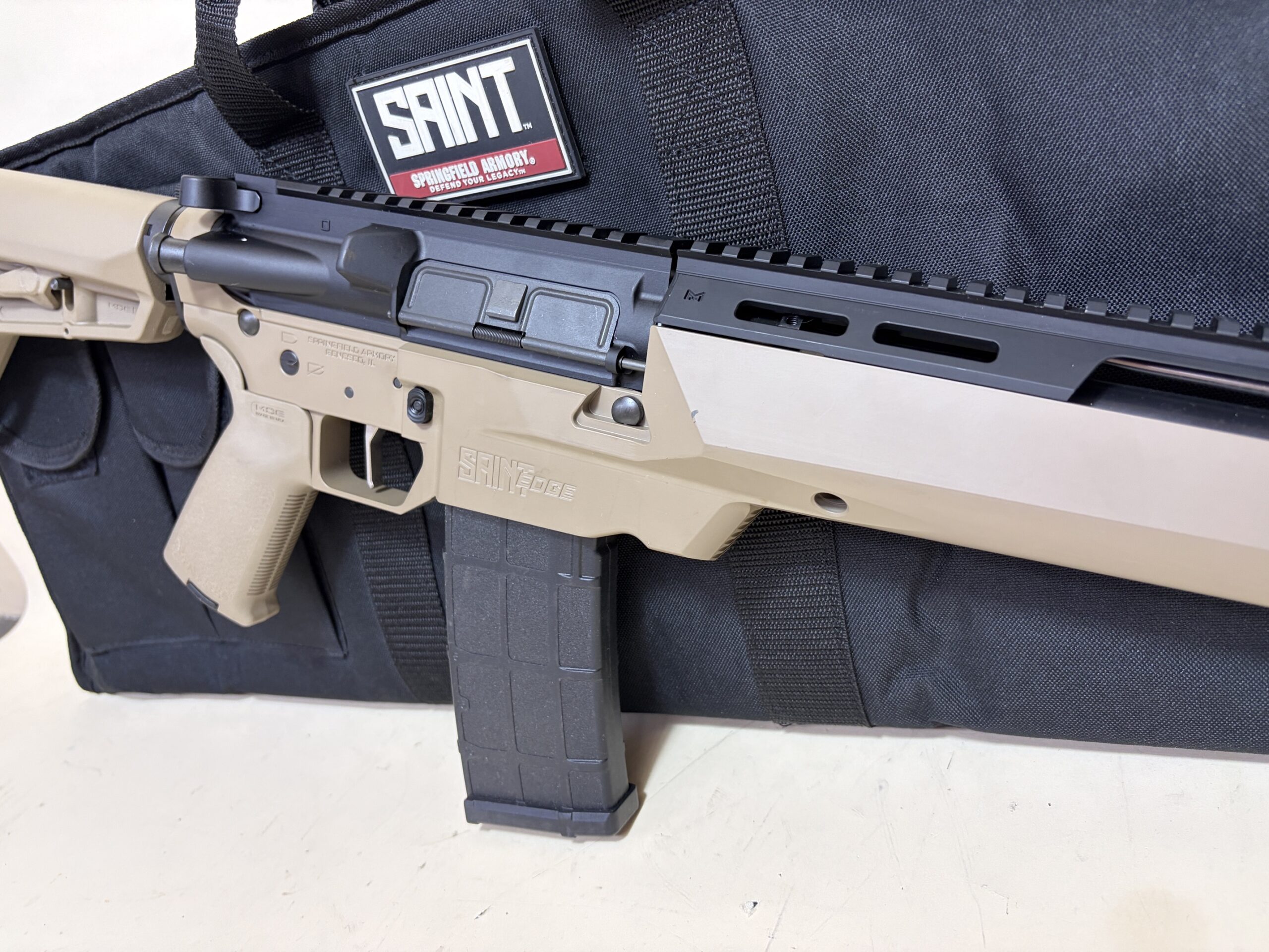 Springfield Armory SAINT Edge ATC Elite .223 Wylde FDE Rifle – SureFire WarComp, Very Good