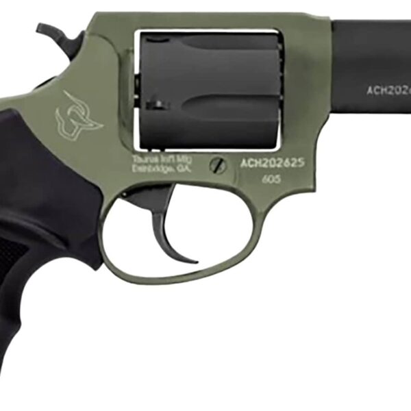 Taurus 260531F Defender 605 SA/DA 357 Mag/38 Special +P 5rd 3", Black Barrel/Cylinder, Sniper Green Frame, Black Hogue Rubber Grip, Fixed Front Sight