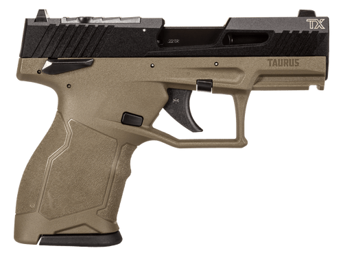 Taurus TX22 Compact 22 LR, 3.6" Threaded Barrel, Olive Drab Green Frame, Black Slide, 13rd - Grab A Gun