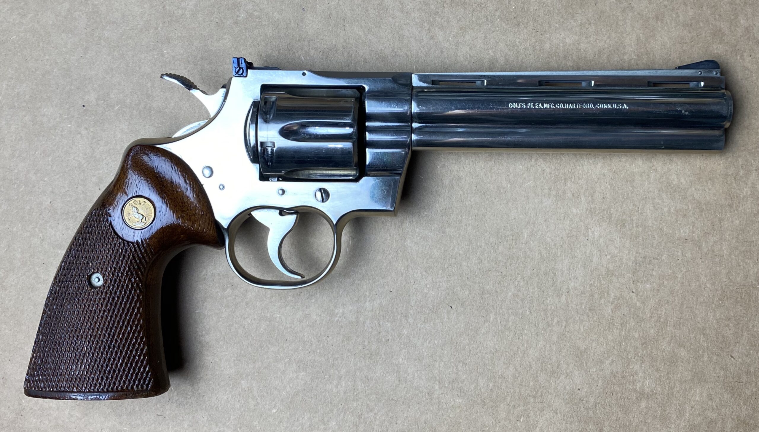 Used Colt Python 357 Mag 6" Barrel Nickel Circa 1975