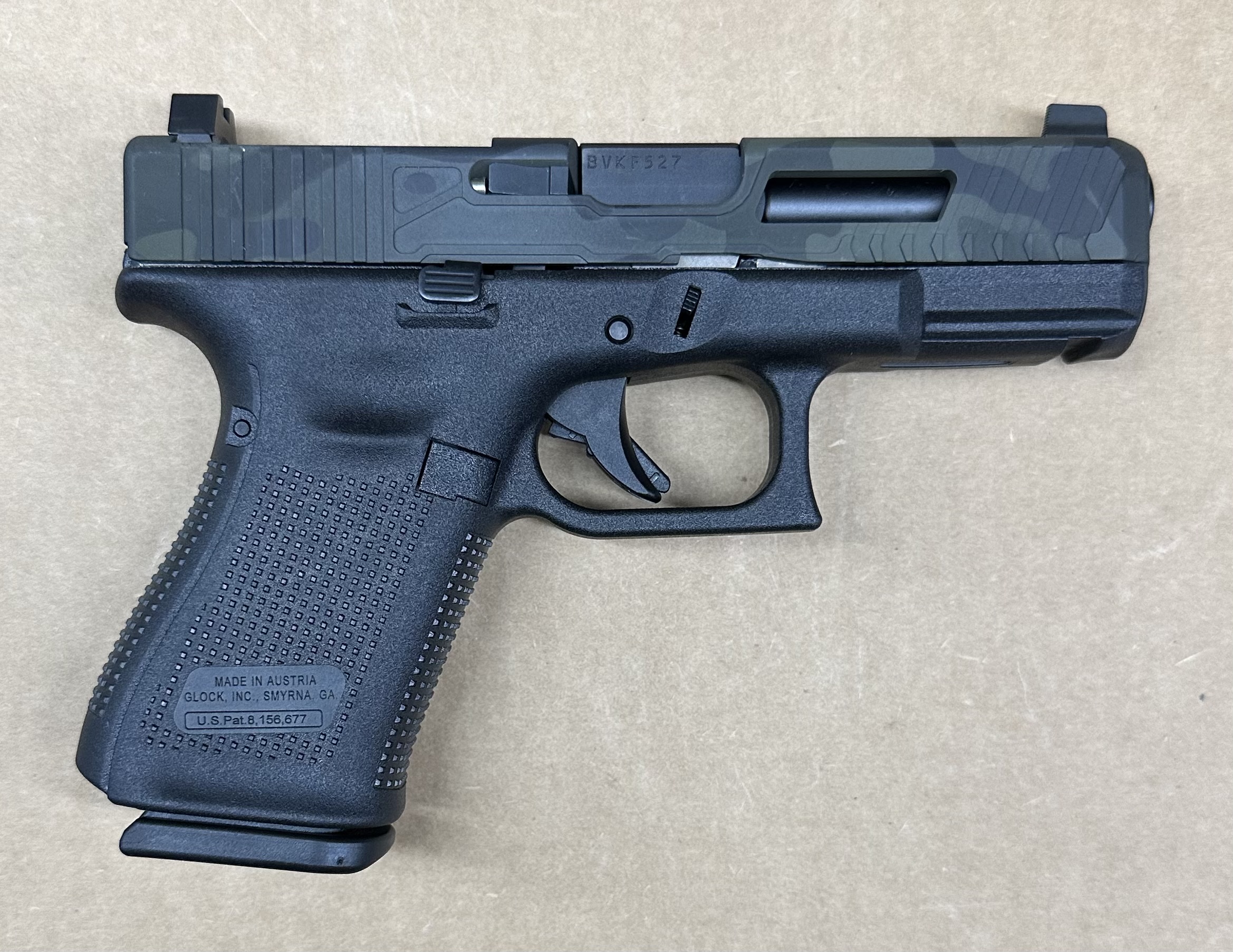 Used Glock 19 Gen 5 9mm RMR Cut Black Camo Slide G19 PA195S203