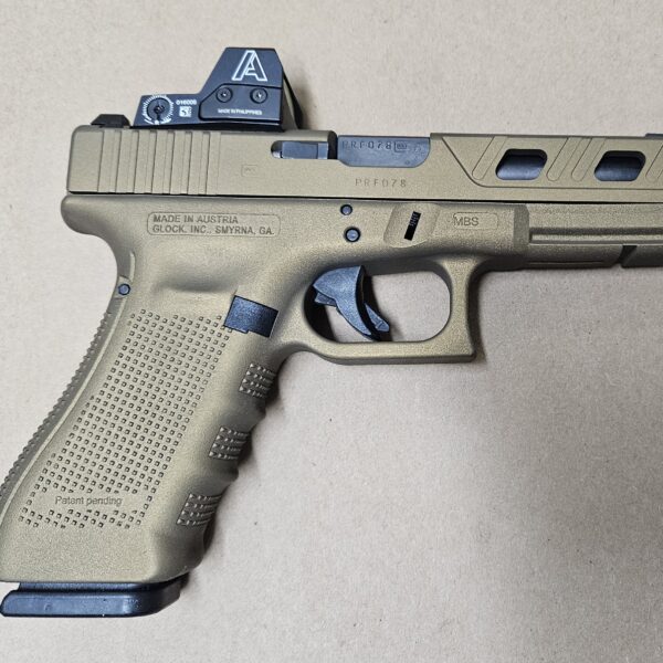Used Glock 22 Gen 4 Burnt Bronze Window Cuts .40 Night Sights Ameriglo Red Dot MOS Cut Trijicon RMR