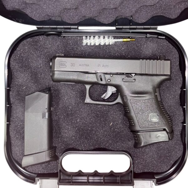 Used Glock 30 – .45 ACP Subcompact Pistol, 10+1, Includes Case and Magazine