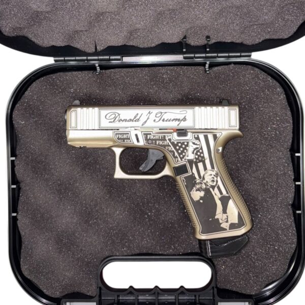 Used Glock 43X 9mm – Custom "Donald J. Trump" Engraved Edition, Gold Cerakote