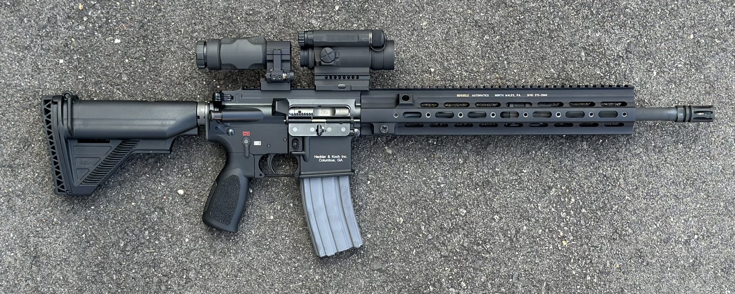 Used HK Heckler & Koch MR556A1 556 Nato Aimpoint CompM4 3X Magnifier Geissele SMR