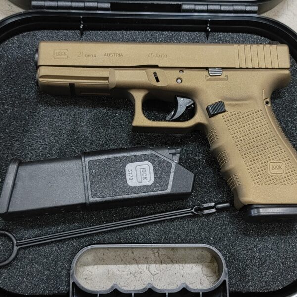 Used Police Trade Glock 21 Gen 4 45 Auto 2-13 rd Mags Night Sights Burnt Bronze Finish