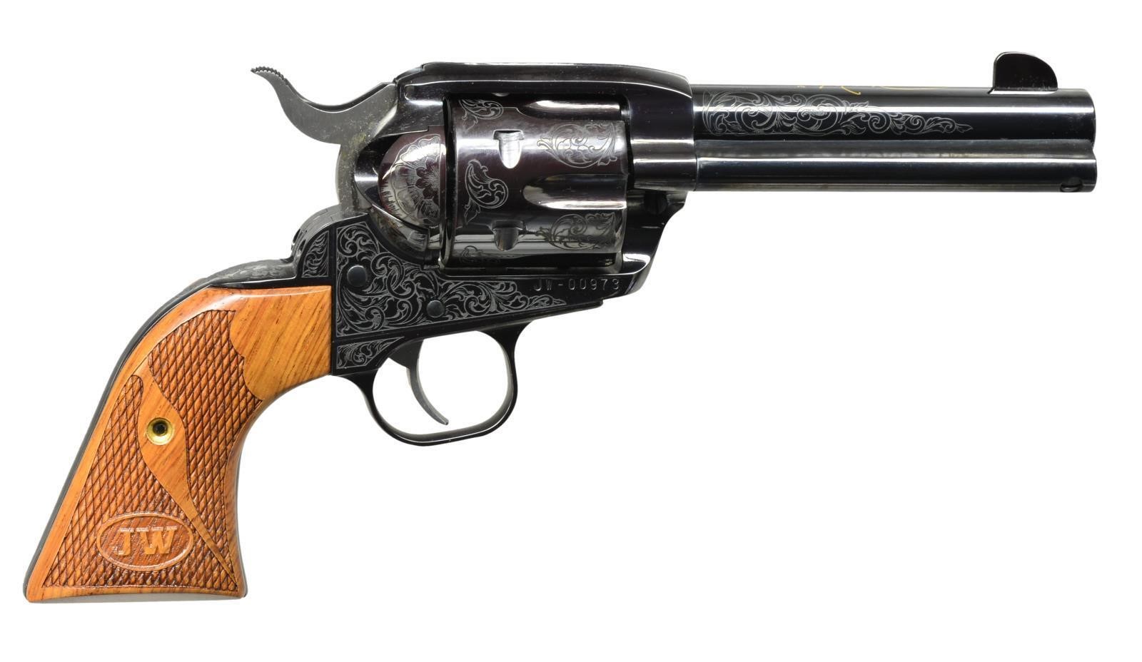 USED RUGER VAQUERO JOHN WAYNE BLUED ENGRAVED REVOLVER 45 LC